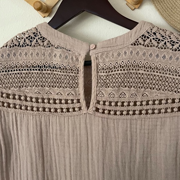 Anthropologie Michael Stars Neutral Brown Double Gauze Blouse - Picture 3 of 5